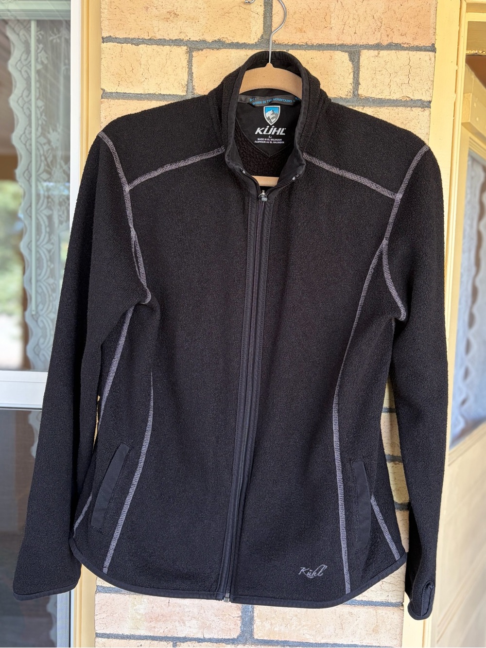 Kuhl Sweater Women’s L Black  Stella Alfpaca Fleece Full Zip Thumbholes